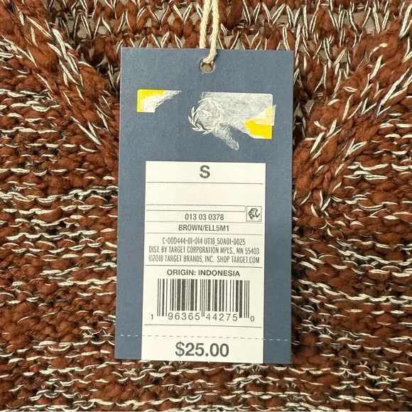 NWT🎉 Universal Thread Brown & White Knit V-Neck Weave Oversized Sweater - Picture 4 of 7